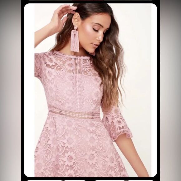 New BB Dakota Love On Top Floral Lace Dress (Color Mauve Rose) Size 10 - Picture 3 of 11